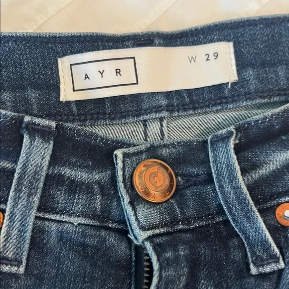 AYR Women's Raw Hem Jeans - Dark Blue - Picture 3 of 5